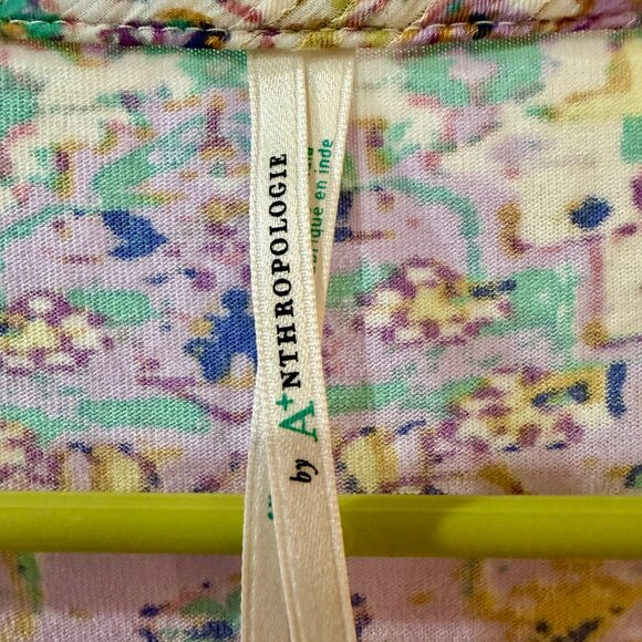 Anthropologie Odetta Embroidered Boho Top Purple Plus 1X Easter Spring Travel - Picture 4 of 11